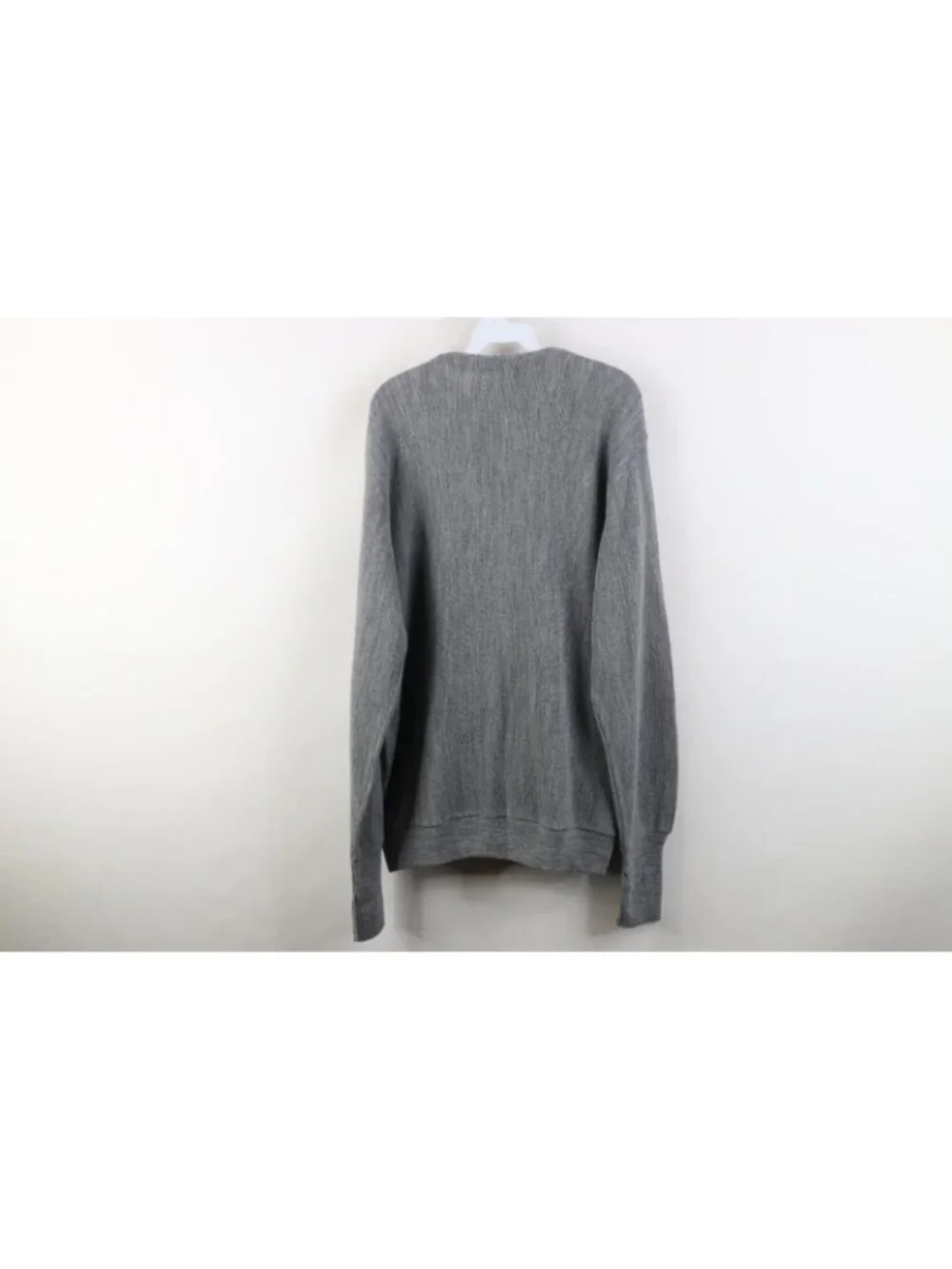 Vintage 90s Streetwear Mens XL Blank Kurt Cobain Knit Cardigan Sweater Gray USA